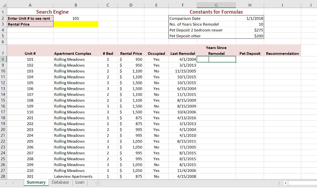 in the Summary worksheet, insert a date function to calculate the number