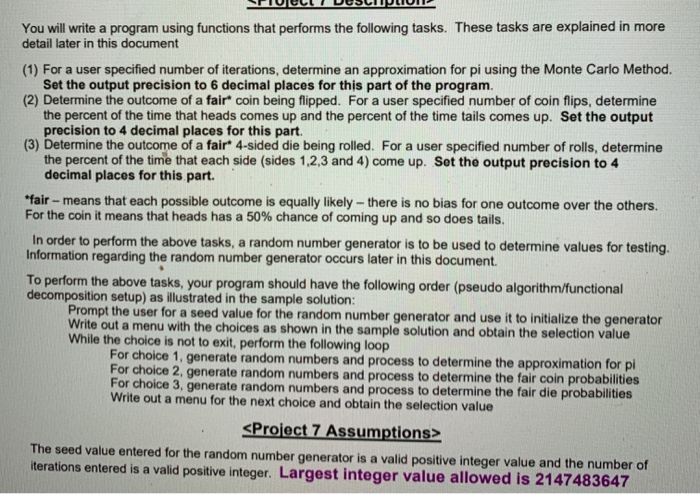  WIGULUSLUUPLIUI You will write a program using functions that performs the