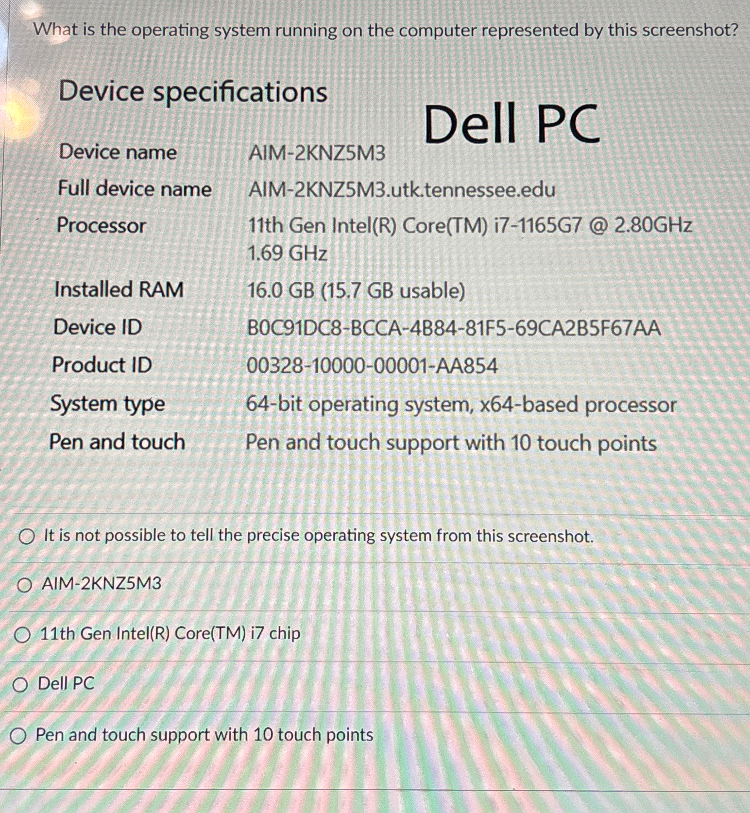  What is the operating system running on the computer represented by