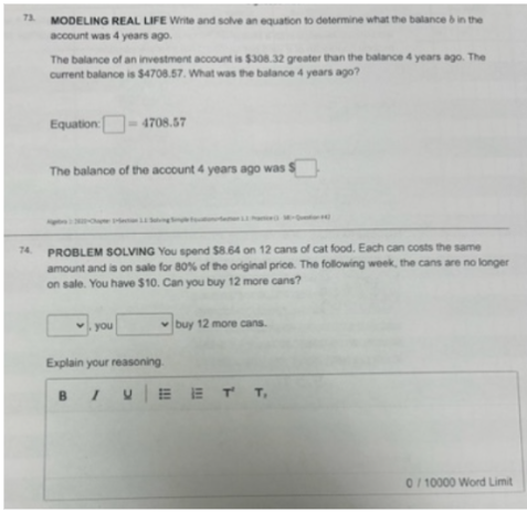 quadrilateral is 360. Write and solve an equation to find the value