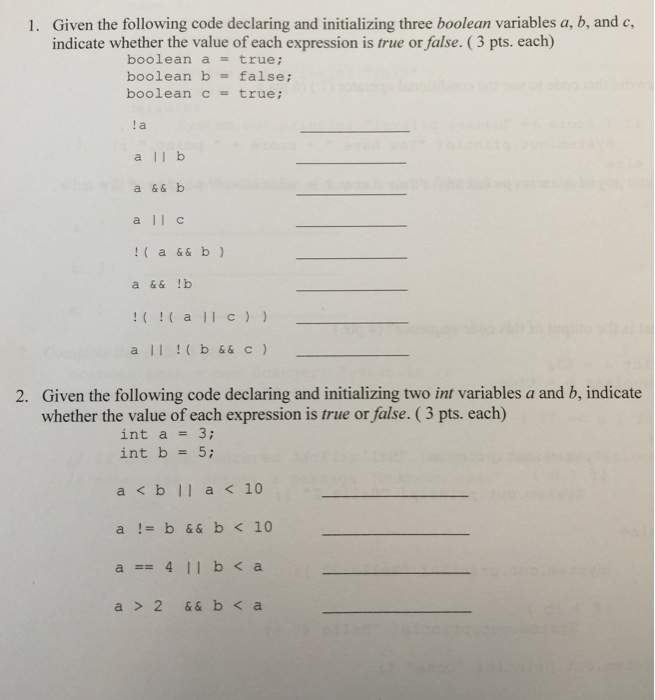 Please answer the following questions 1. Given the following code declaring and