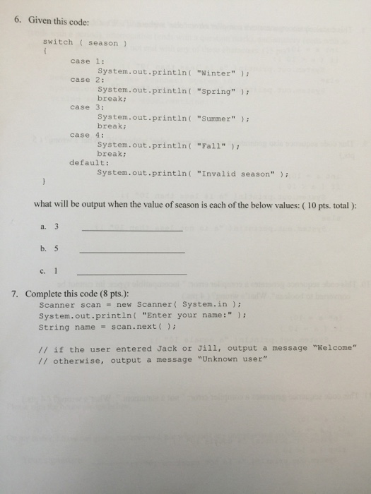 of each expression is true or false. (3 pts. each) boolean a