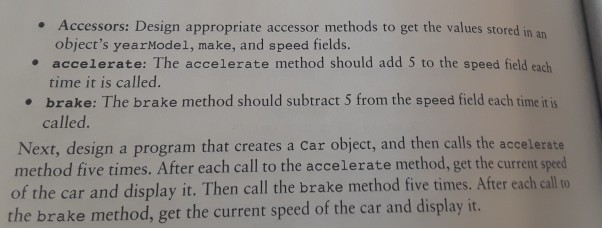 on the screen 2. Car Class Design a class named car that