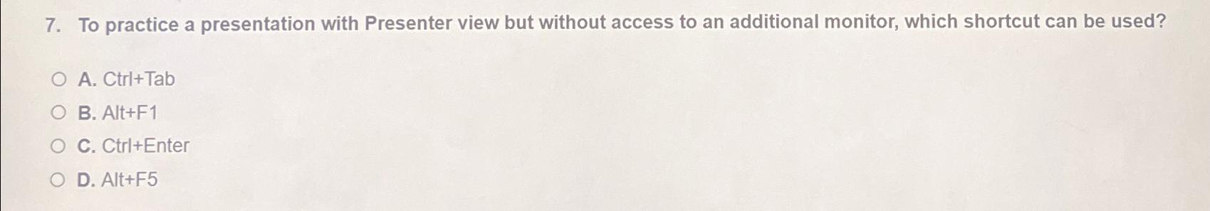  To practice a presentation with Presenter view but without access to