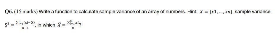 C program Write a function to calculate sample variance of an array