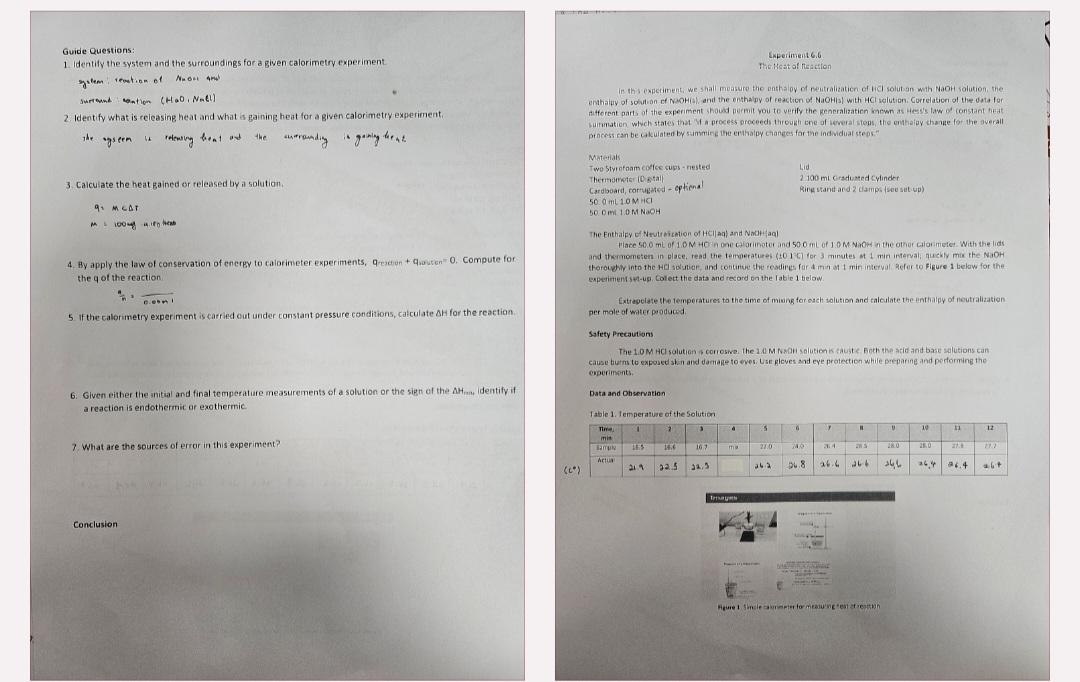  Guide Questions: Identify the system and the surroundings for a given