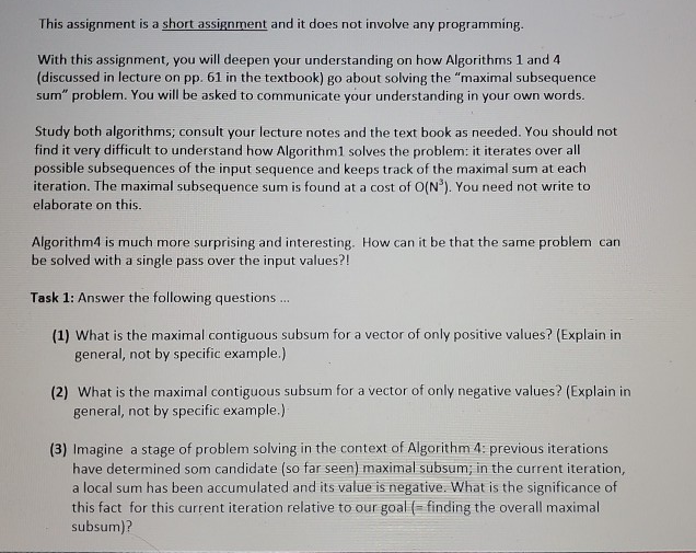  This assignment is a short assignment and it does not involve