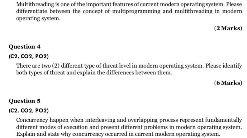  (operating systems) Please solve by expert and make it quick as