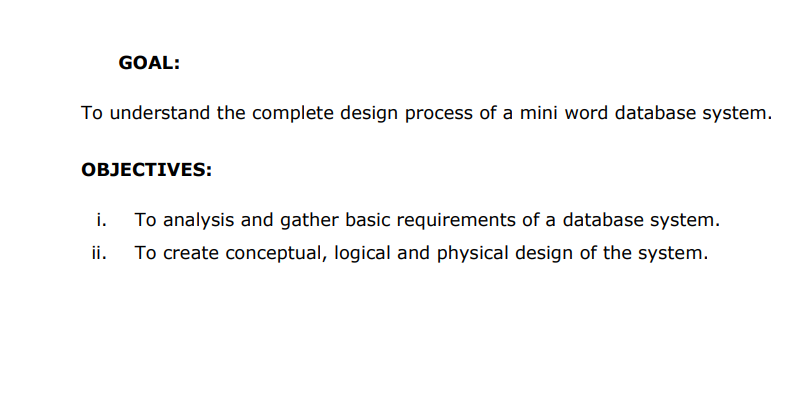 objectives 1 1. Database design process flowchart 2 2. Data model 3