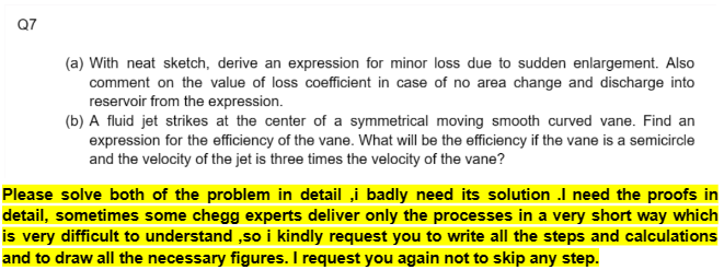  (a) With neat sketch, derive an expression for minor loss due