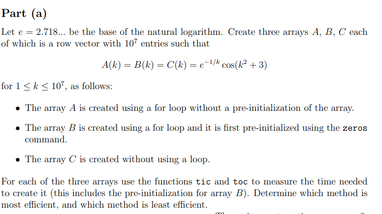Please code in MatLab Let e=2.718 be the base of the natural