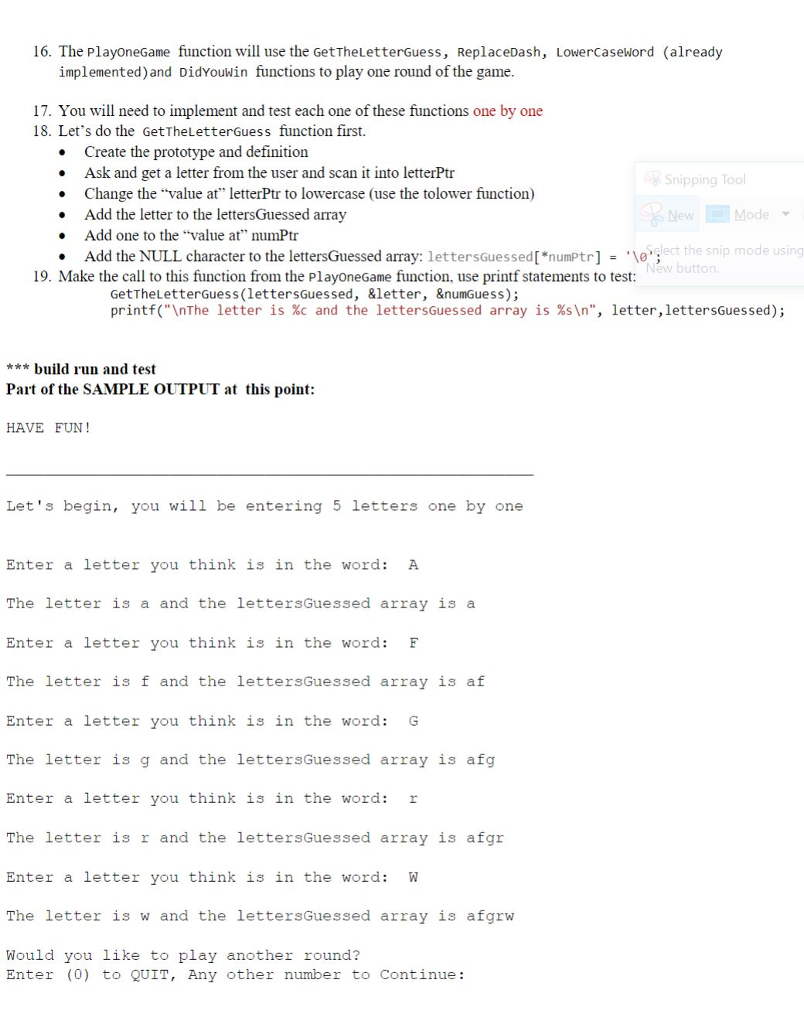 source code wordGame.c 3. Add the preprocessor directives and main function **