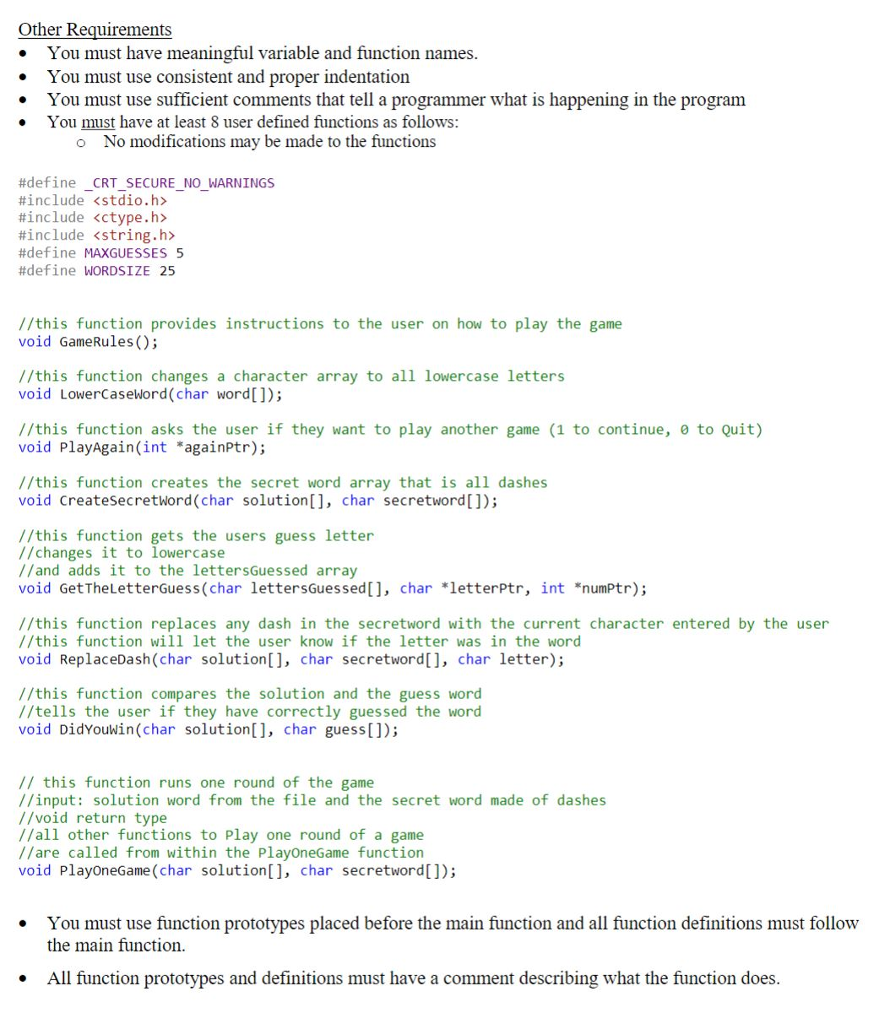 function definition for the GameRules function 5. Add the function call in
