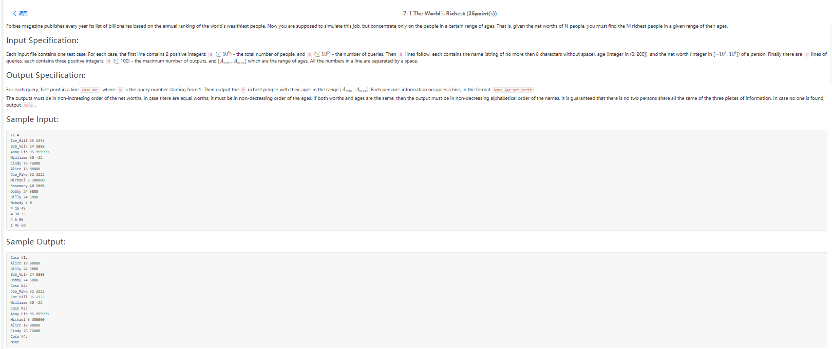  Programming Code require 60 7-1 The World's Richest (25point(s)) Forbes magazine