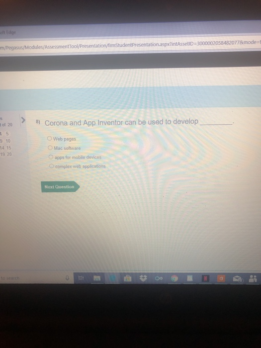 Apple macOS applications? OObjective C HTML Java Next Question Modules/AssessmentTool/Presentation/firm StudentPresentation.aspxcintAssetiD-30000020584820778mode-te 4)
