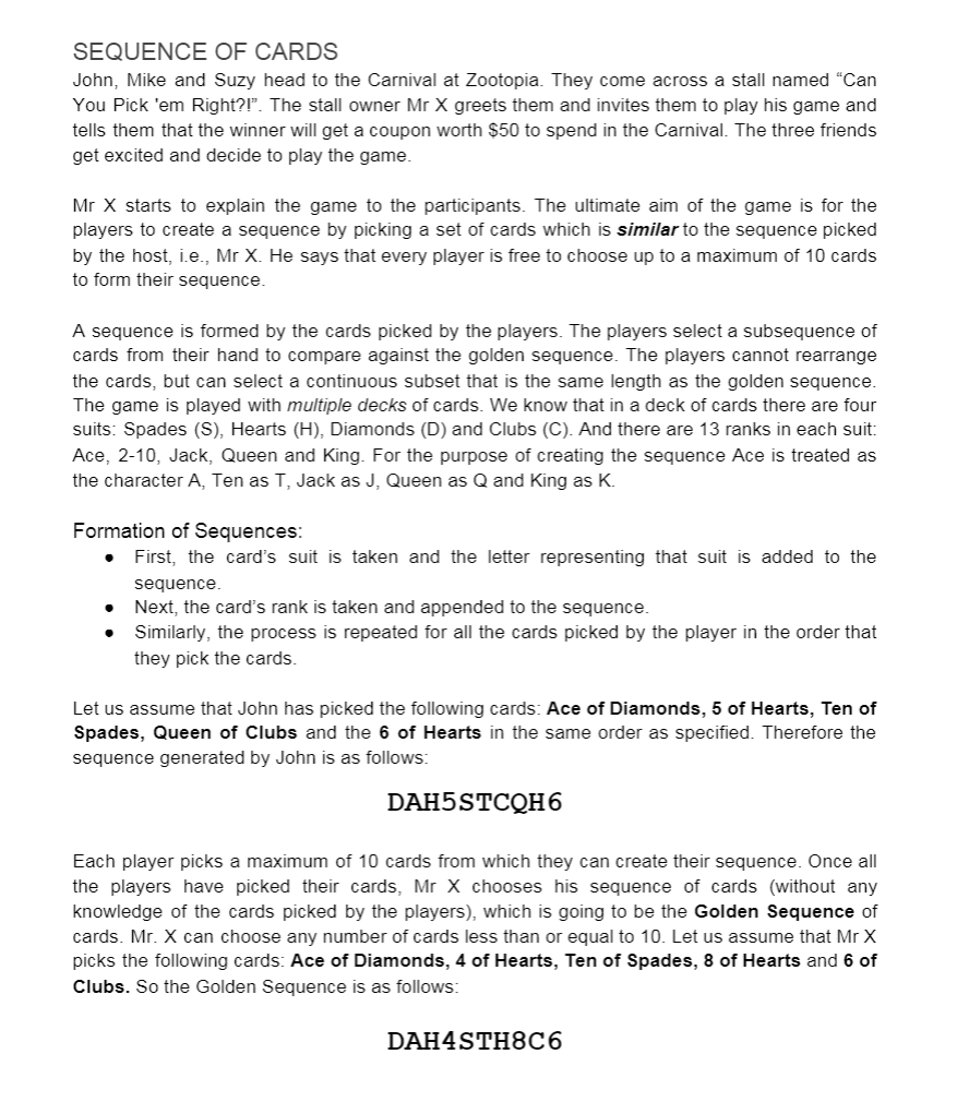 should not print anything. O . O Examples: Parameters and their expected