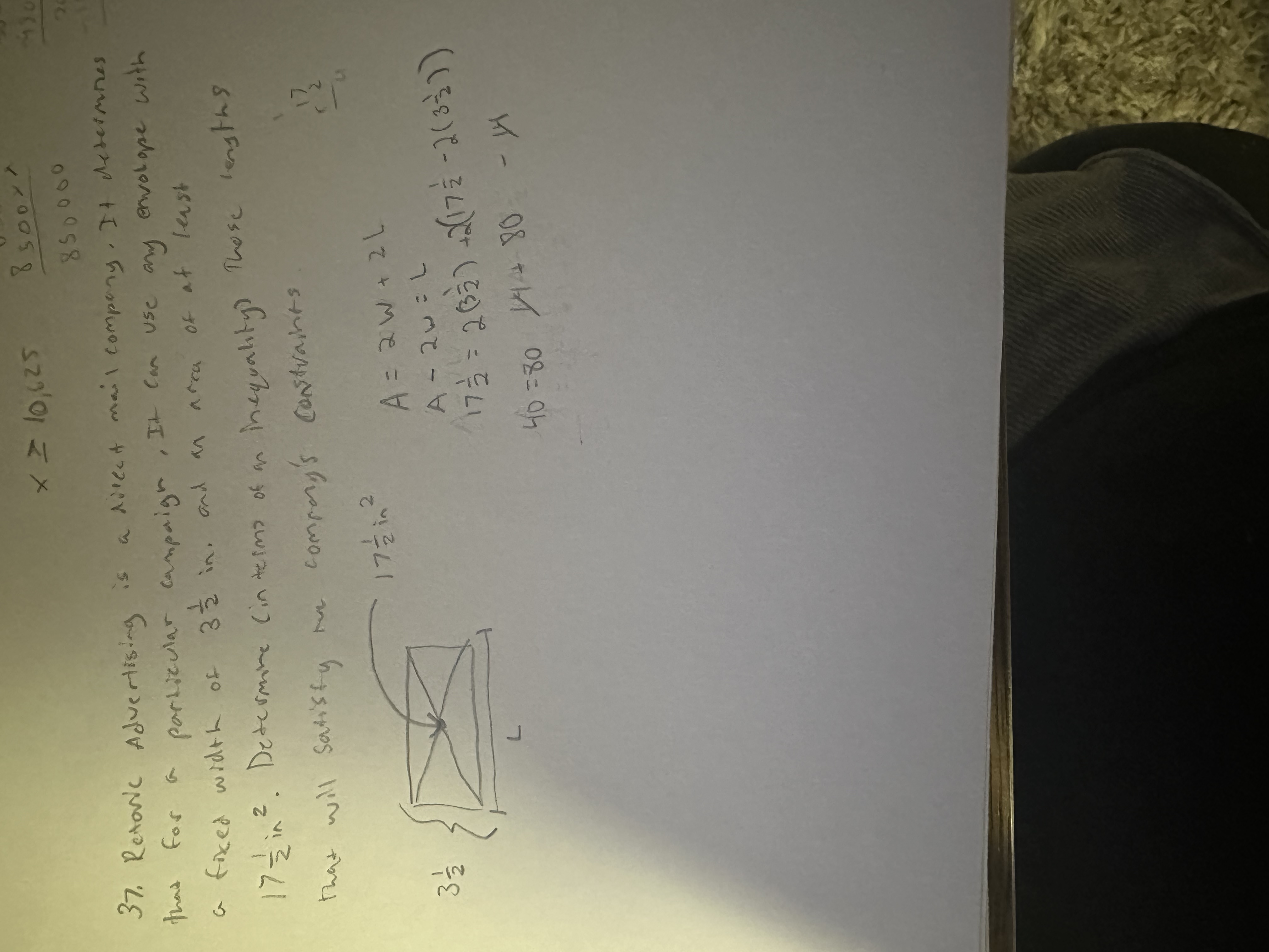  x10,625,8500y'850000 Retoric Advertising is a direct mail company. It determines that