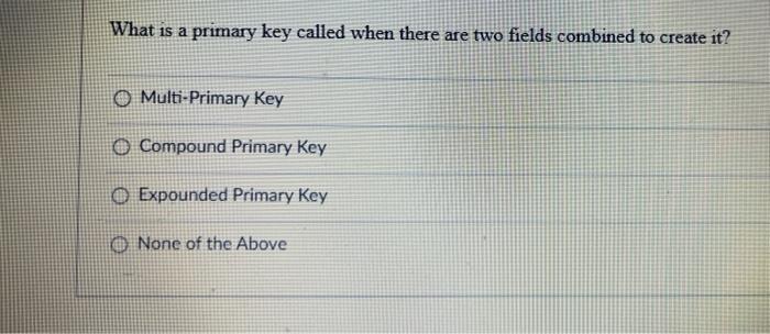  What is a primary key called when there are two fields