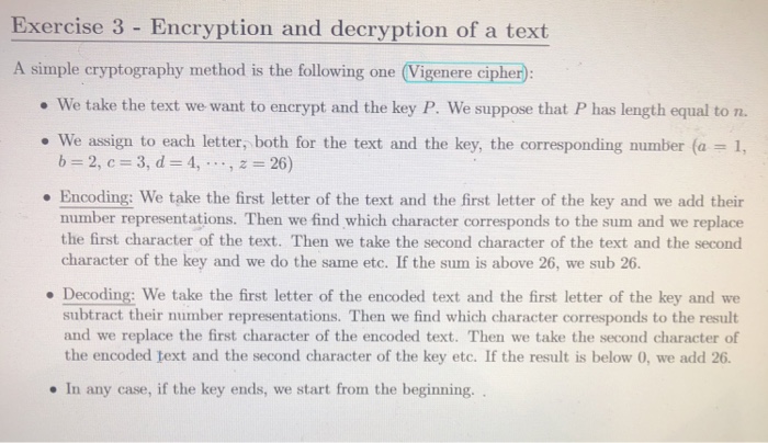  Exercise 3-Encryption and decryption of a text A simple cryptography method