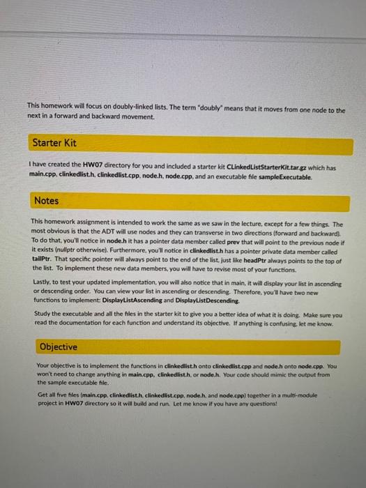 ****instructions: please implement the functions listed in node.h and clinkedlist.h in order