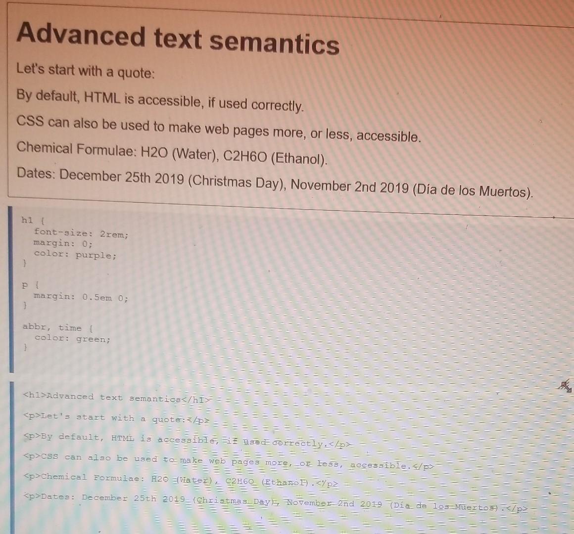  Advanced text semantics Let's start with a quote: By default, HTML