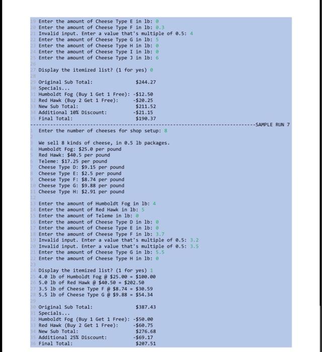 how many pounds of each type of cheese to purchase in 0.5