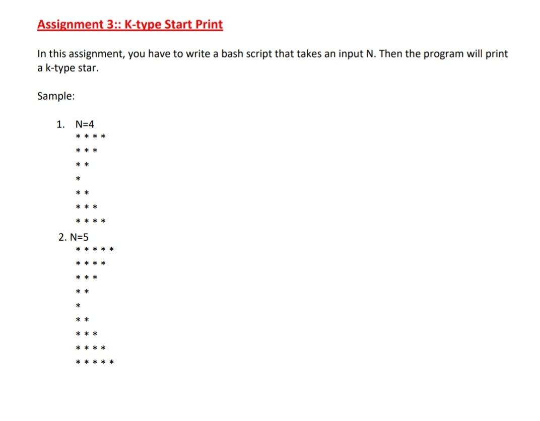Assignment 3:: K-type Start Print In this assignment, you have to