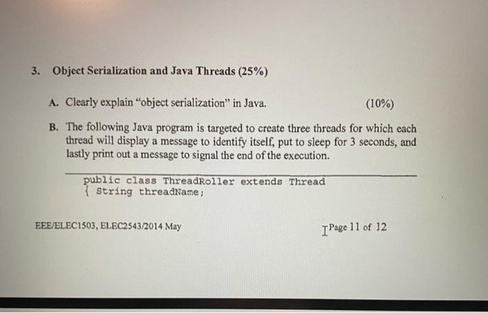JavaDo 3B(i)(ii)(iii), URGENT, please do it at HIGHEST PRIORITY 3. Object Serialization