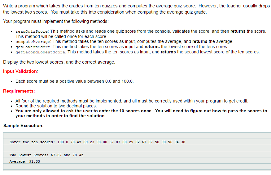 JAVA HW (NO ARRAYS) Write a program which takes the grades from
