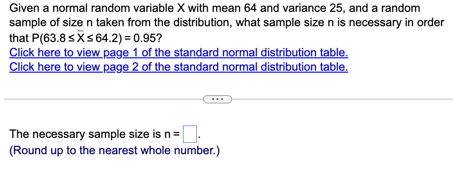  Given a normal random variable X with mean 64 and variance
