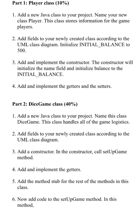 work with classes and methods. You will create classes and methods to