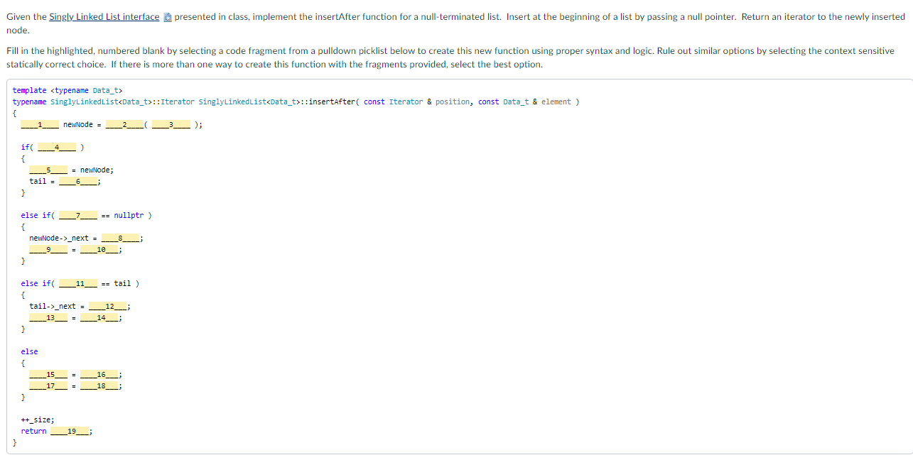  Given the Singly Linked List interface a presented in class, implement