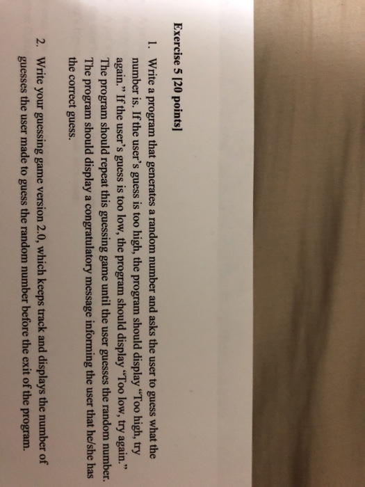  C++ language please for both 1 and 2 Exercise 5 120