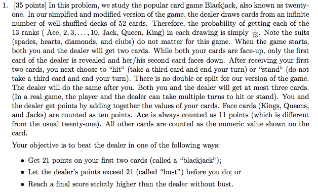  [35 points] In this problem, we study the popular card game