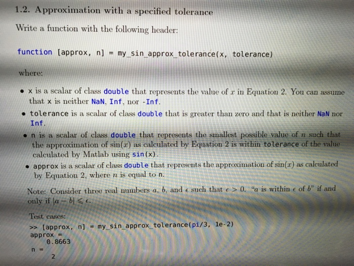  How to write a matlab function that approximate sine within tolerance?