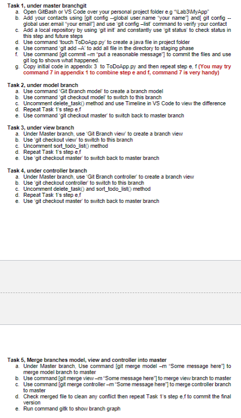  Task 1, under master branchgit a. Open GitBash or VS Code