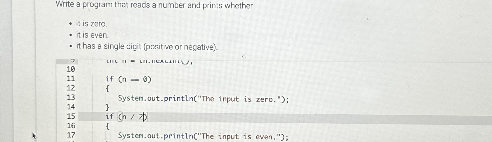  Write a program that reads a number and prints whether it
