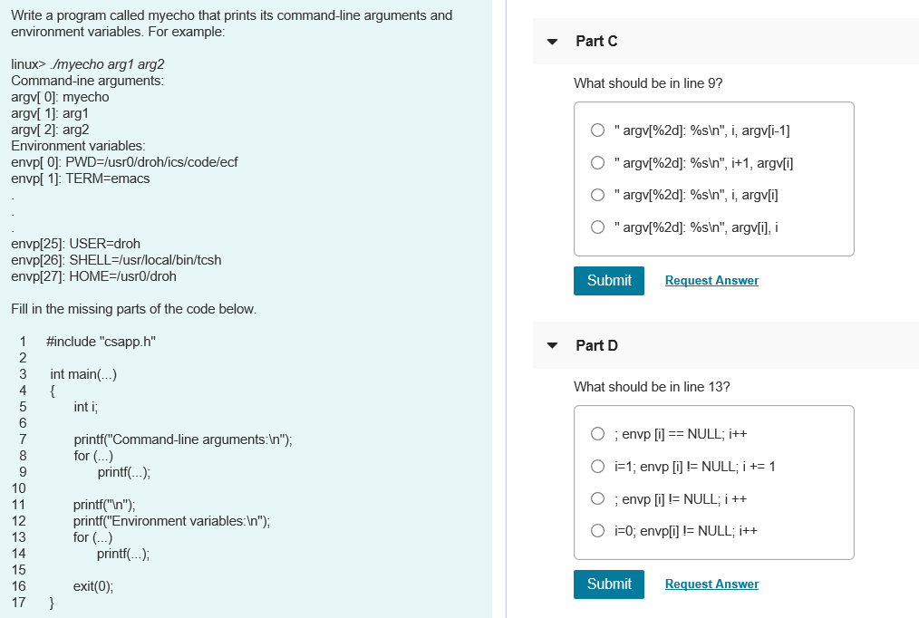 environment variables. For example Part A What should be in line 3?
