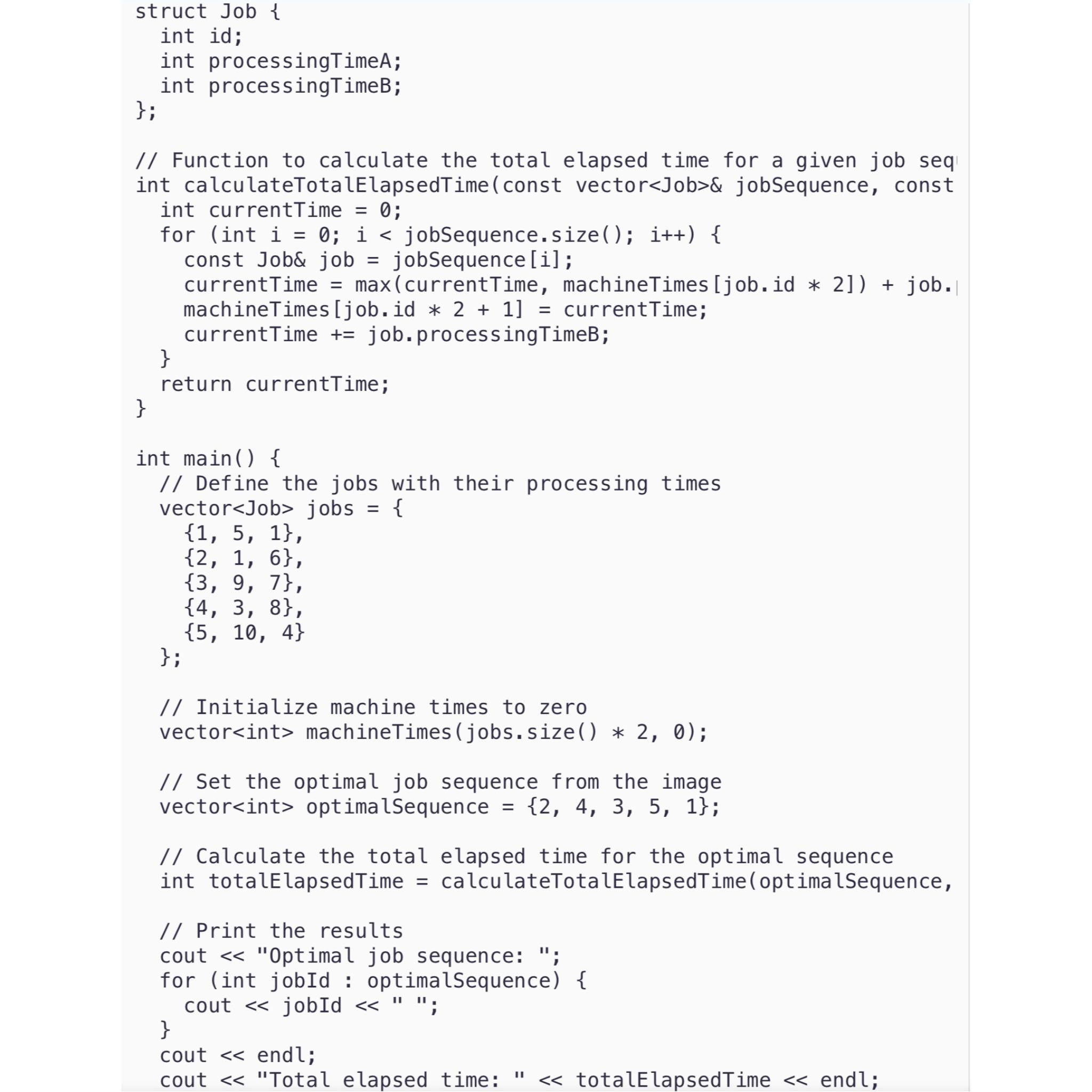  #include #include Using namespace std; struct Job { int id; int