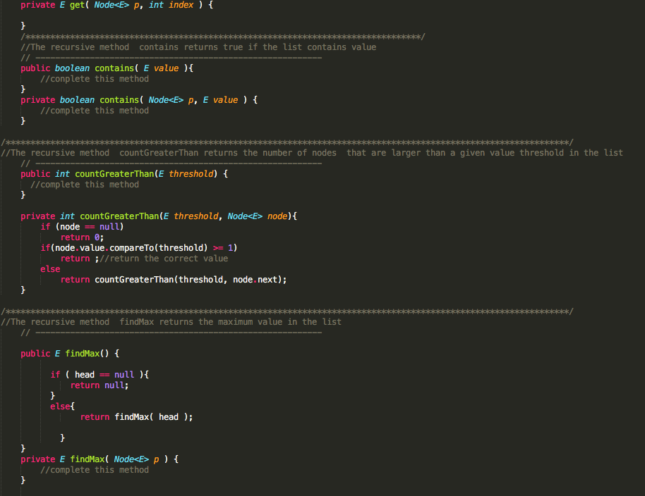 private E value; private Node next; private Node(E value,Node next) this. value