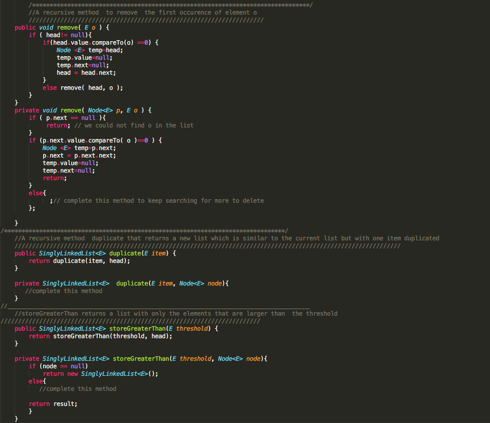 value; this.next next; // Instance variable private Node head; // SinglyLinkedList methods