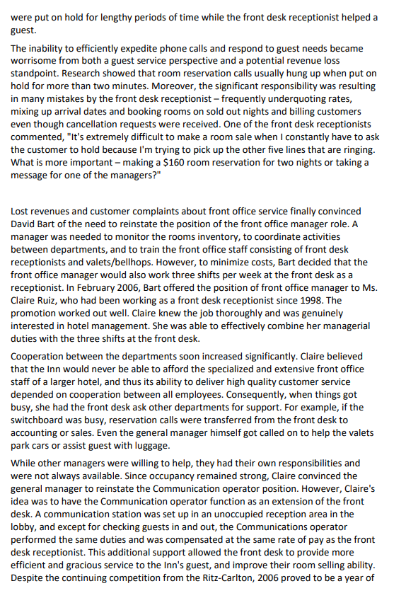 the image. Graphical Representation of Assignment THE PLAZA INN David Bart, General