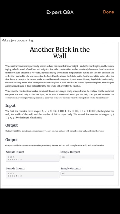  Please help me make a java programming Expert Q&A Done Make