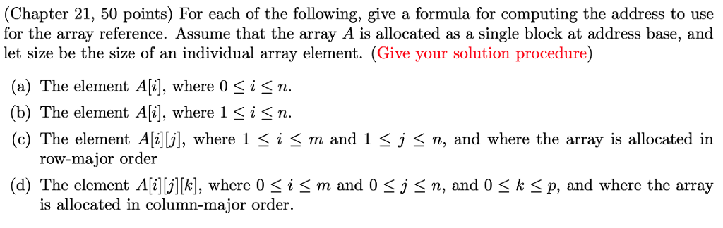  The answer must be a mathematic formula, not an algorithm. (Chapter