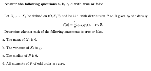  Answer the following questions a, b, c, d with true or