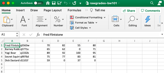 code by 2 file name. they are rawgrades-starwars.csv and rawgrades-bw101.csv i am