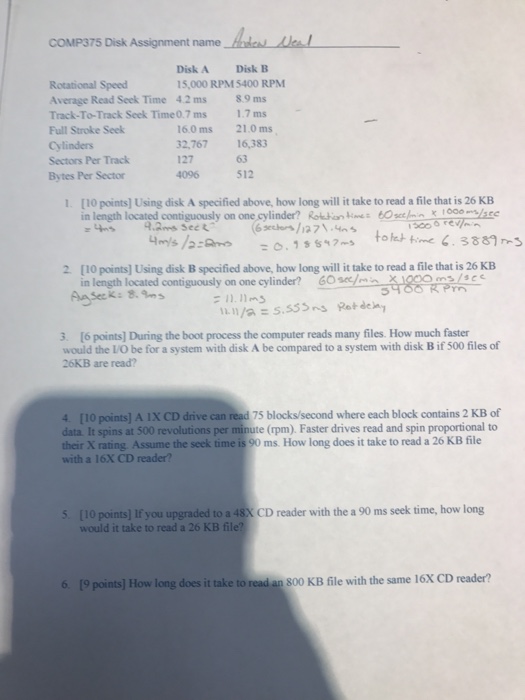  2,3,4,5 using the table at top Using disk A specified above,