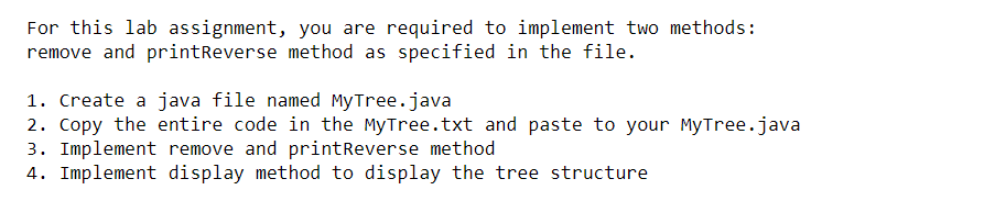  Code Provided: public class TreeNode implements Comparable{ private int data; private