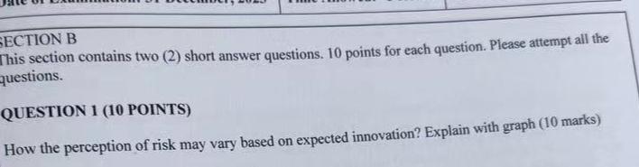  ECTION B This section contains two (2) short answer questions. 10