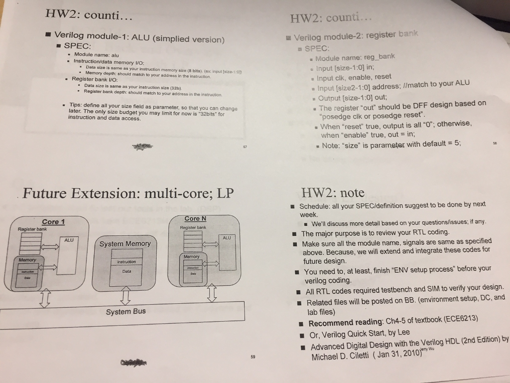 programing Simplified CPU architecture SPEC: ALU Define your own instruction format (32bits)
